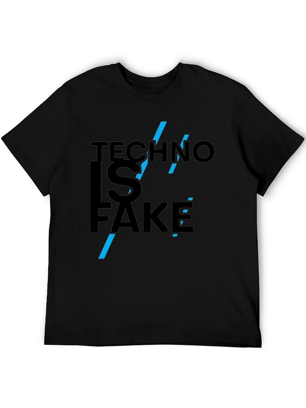 Techno is Fake Graphic Tee - Black Cotton