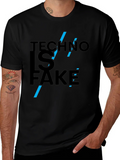Techno is Fake Graphic Tee - Black Cotton