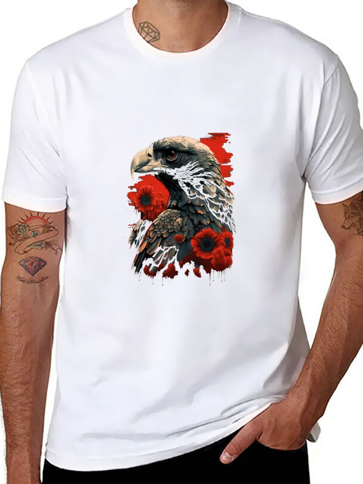 Eagle & Poppy Graphic Tee - Black