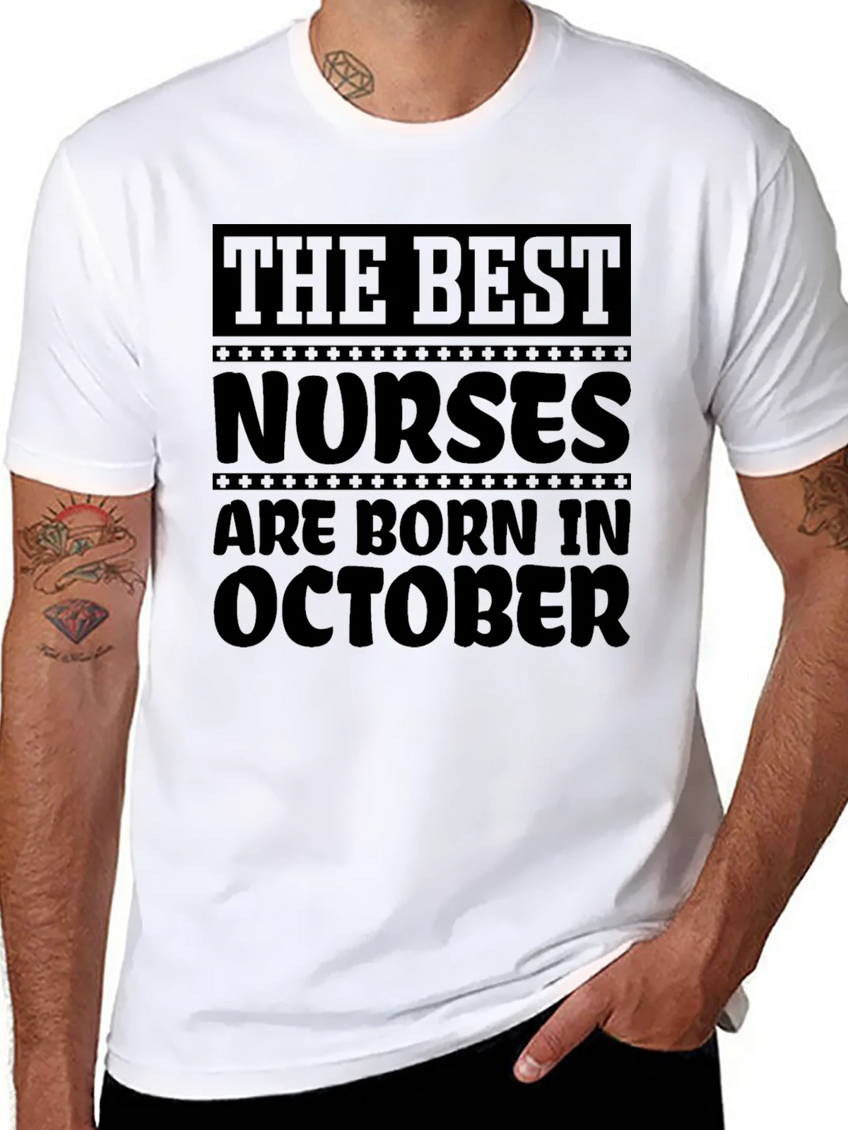 Best Nurses Are Born in October Black T-Shirt