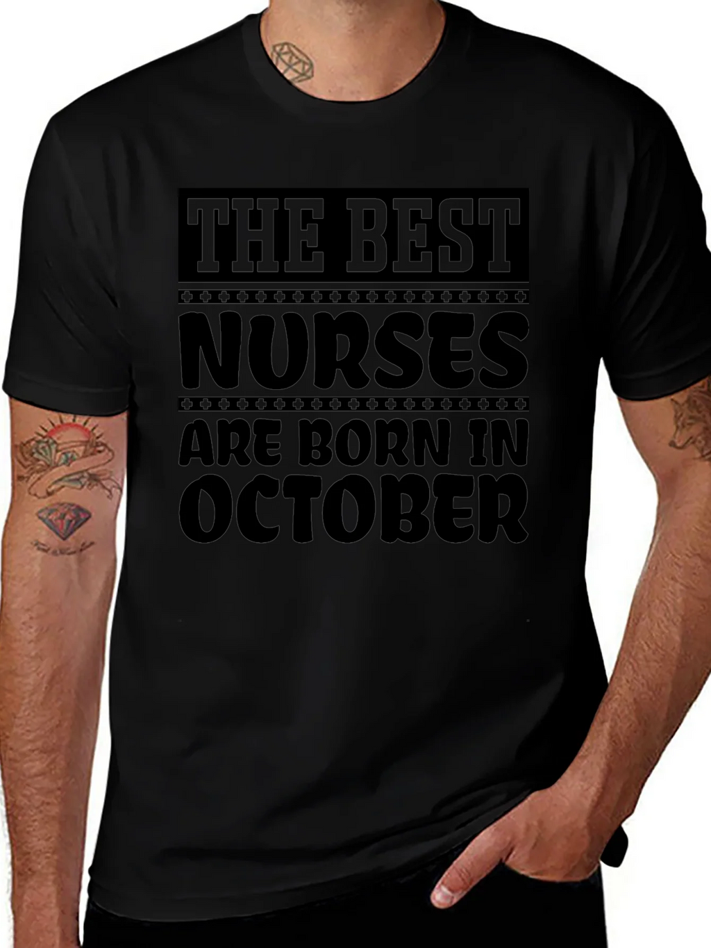Best Nurses Are Born in October Black T-Shirt