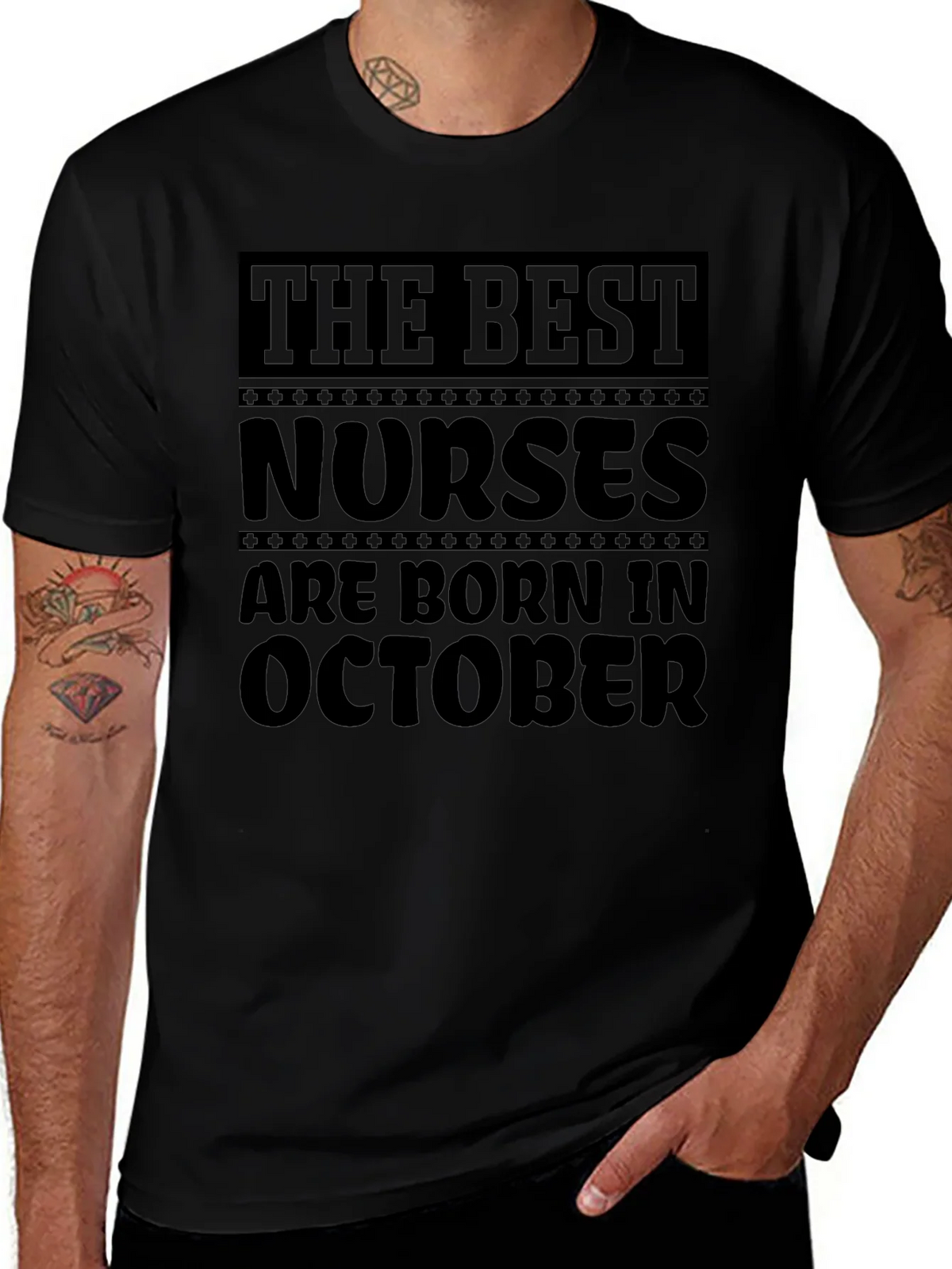 Best Nurses Are Born in October Black T-Shirt