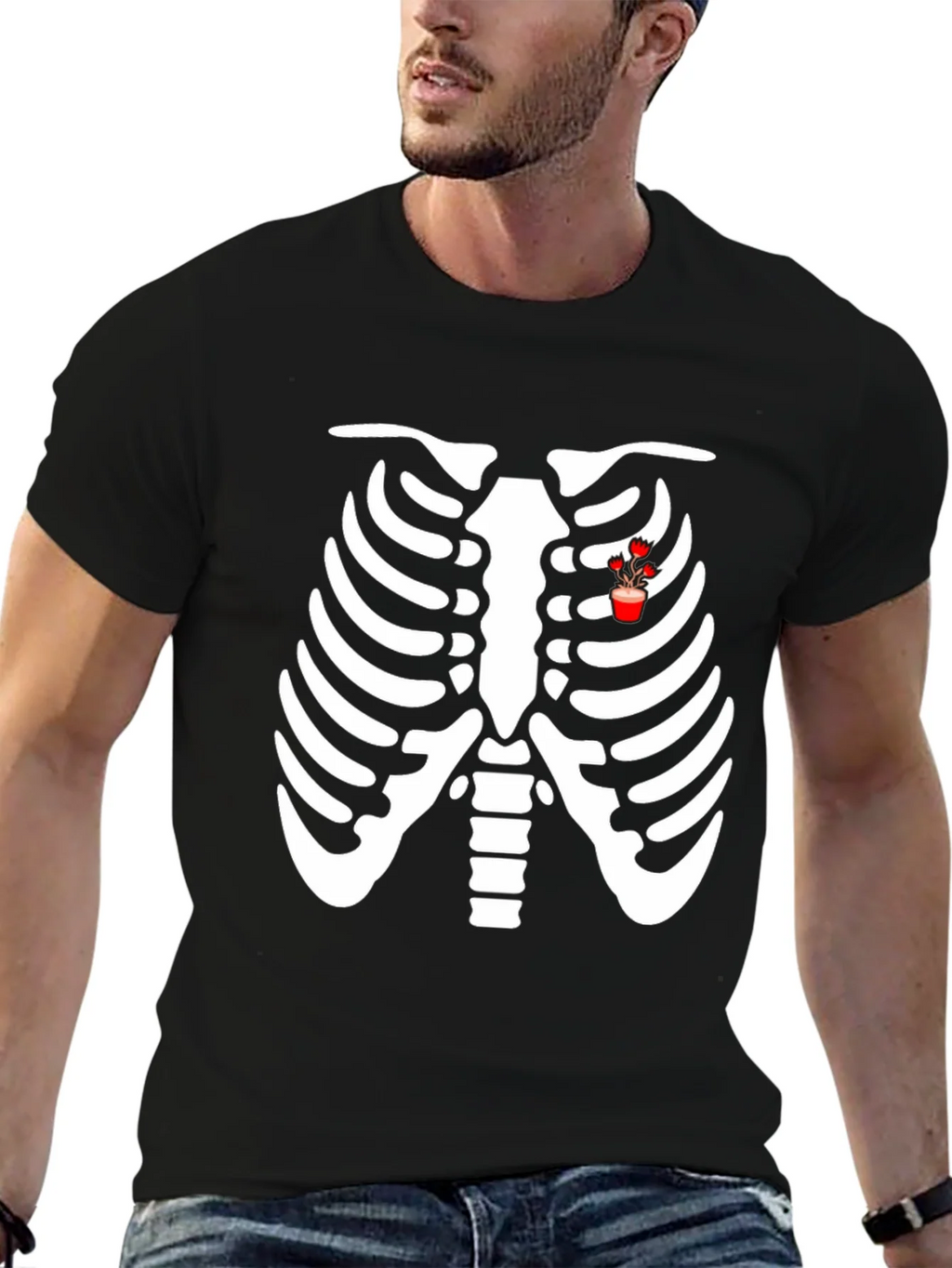 Rib Cage Heart Flower T-Shirt