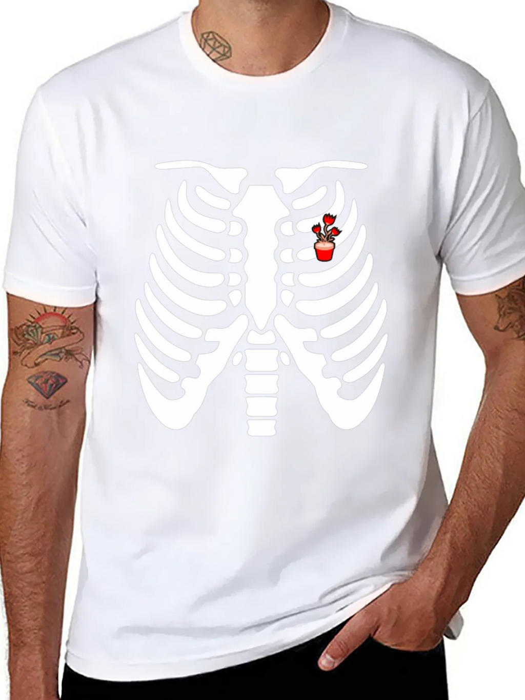 Rib Cage Heart Flower T-Shirt