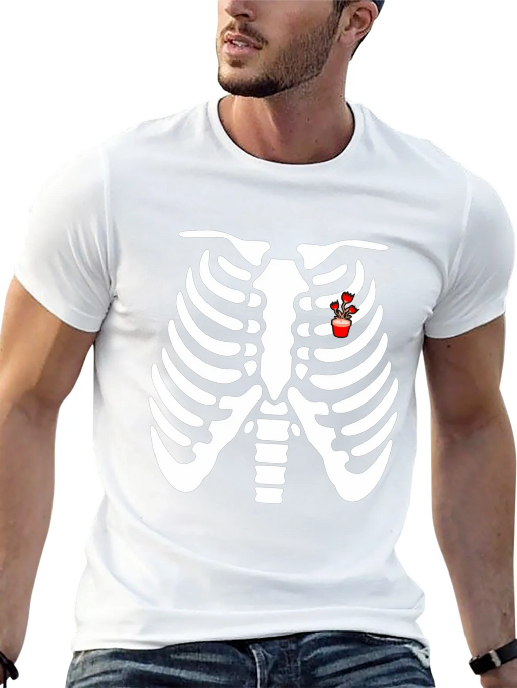 Rib Cage Heart Flower T-Shirt