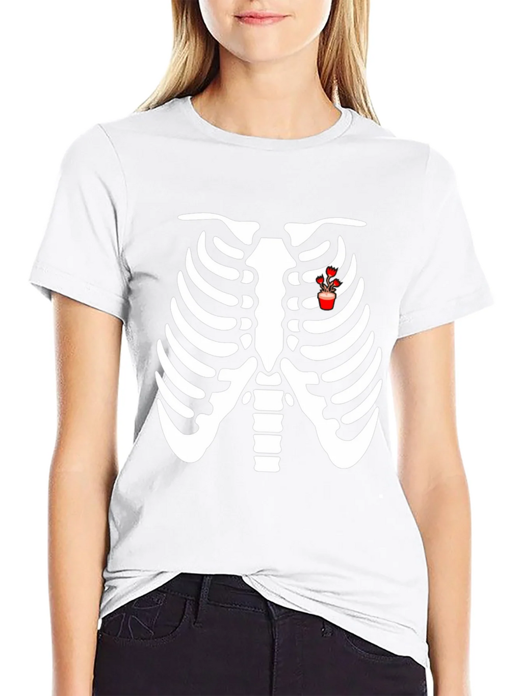 Rib Cage Heart Flower T-Shirt
