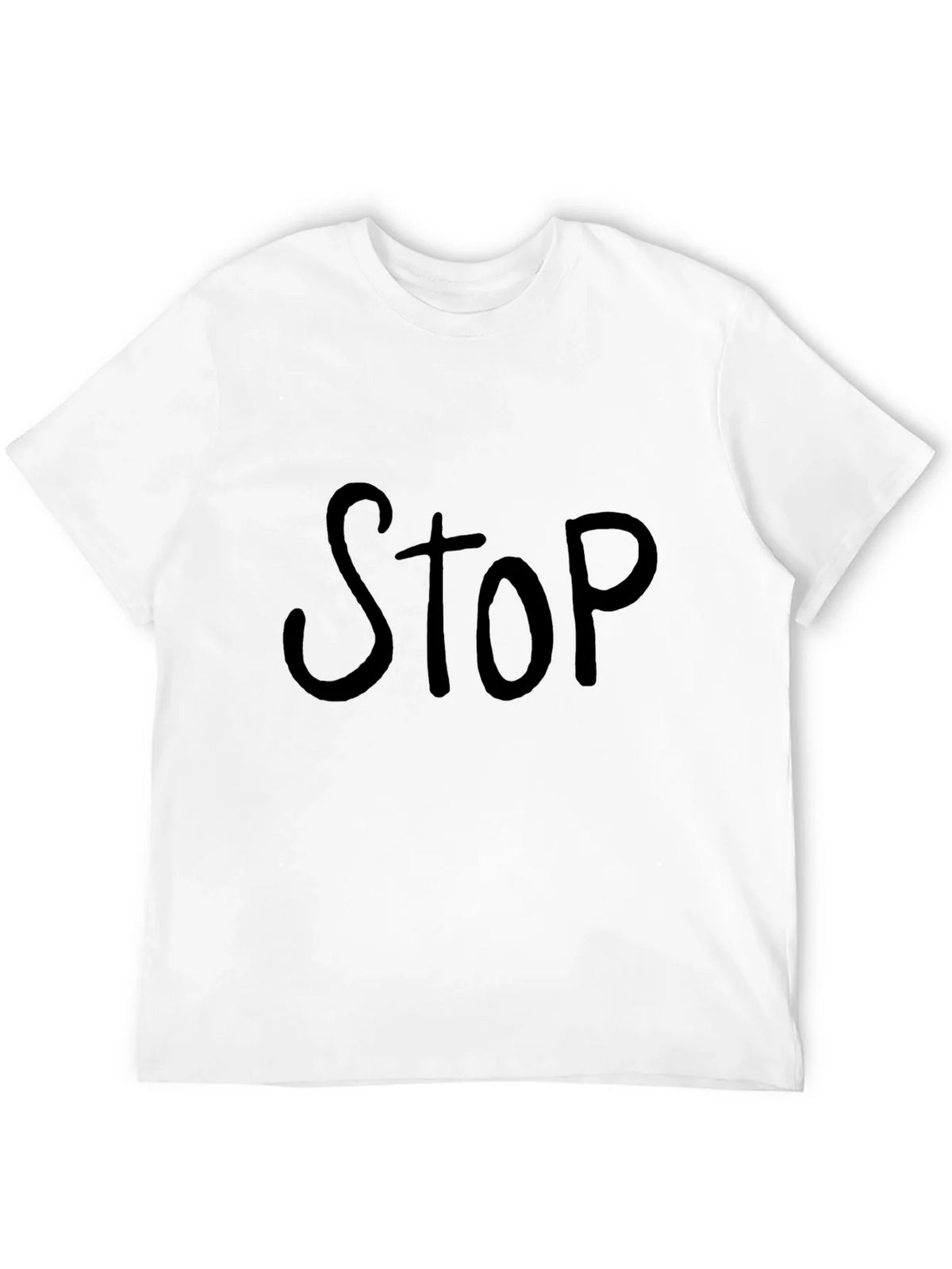 Black T-Shirt with Bold STOP Graphic