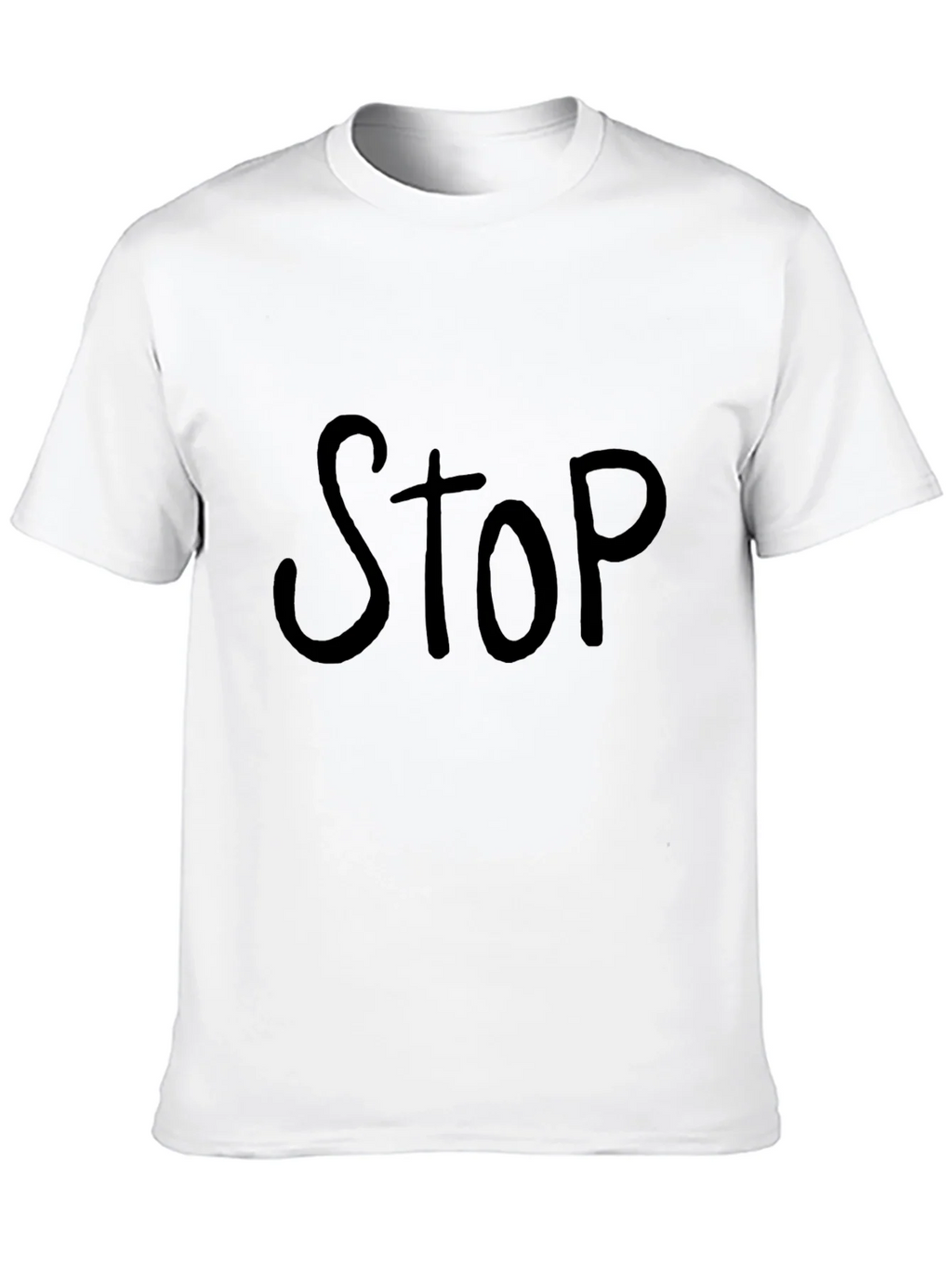 Black T-Shirt with Bold STOP Graphic