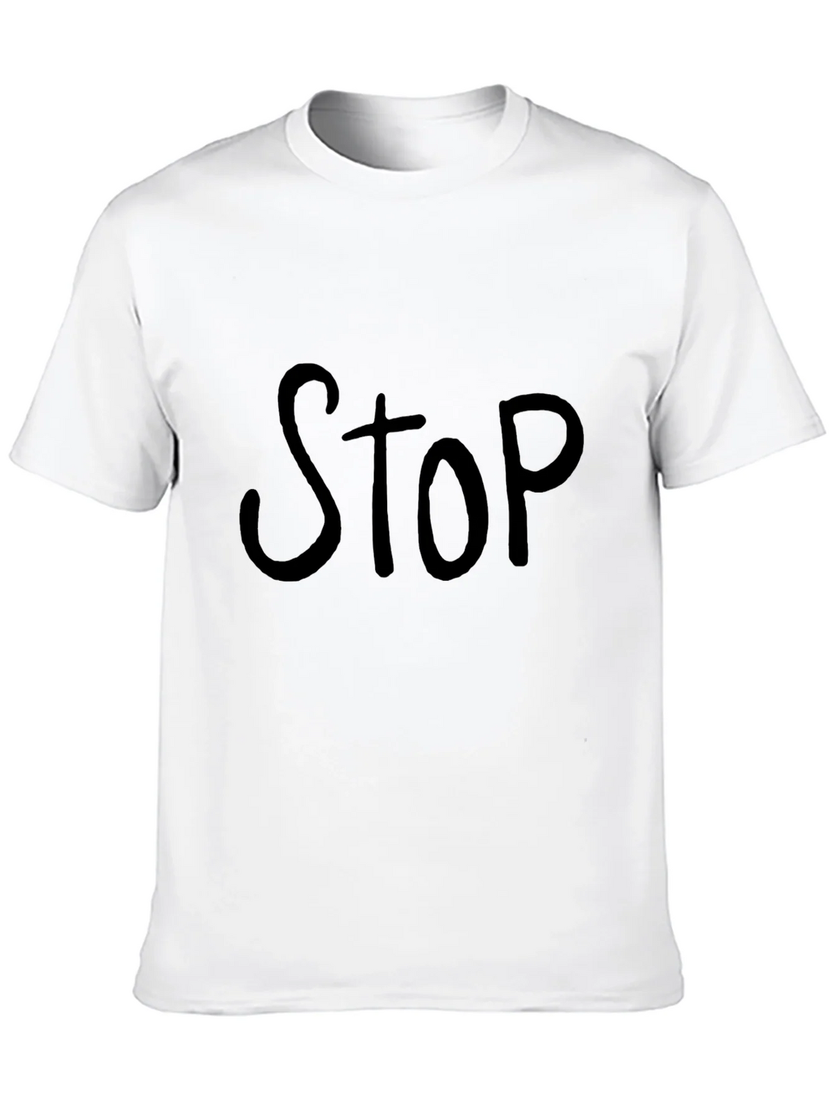 Black T-Shirt with Bold STOP Graphic
