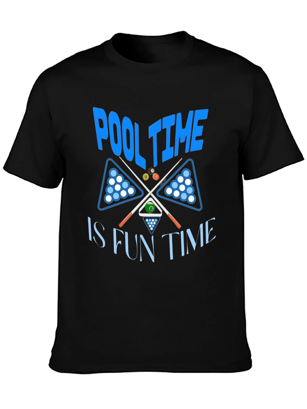 Pool Time Fun Time Black Graphic T-Shirt