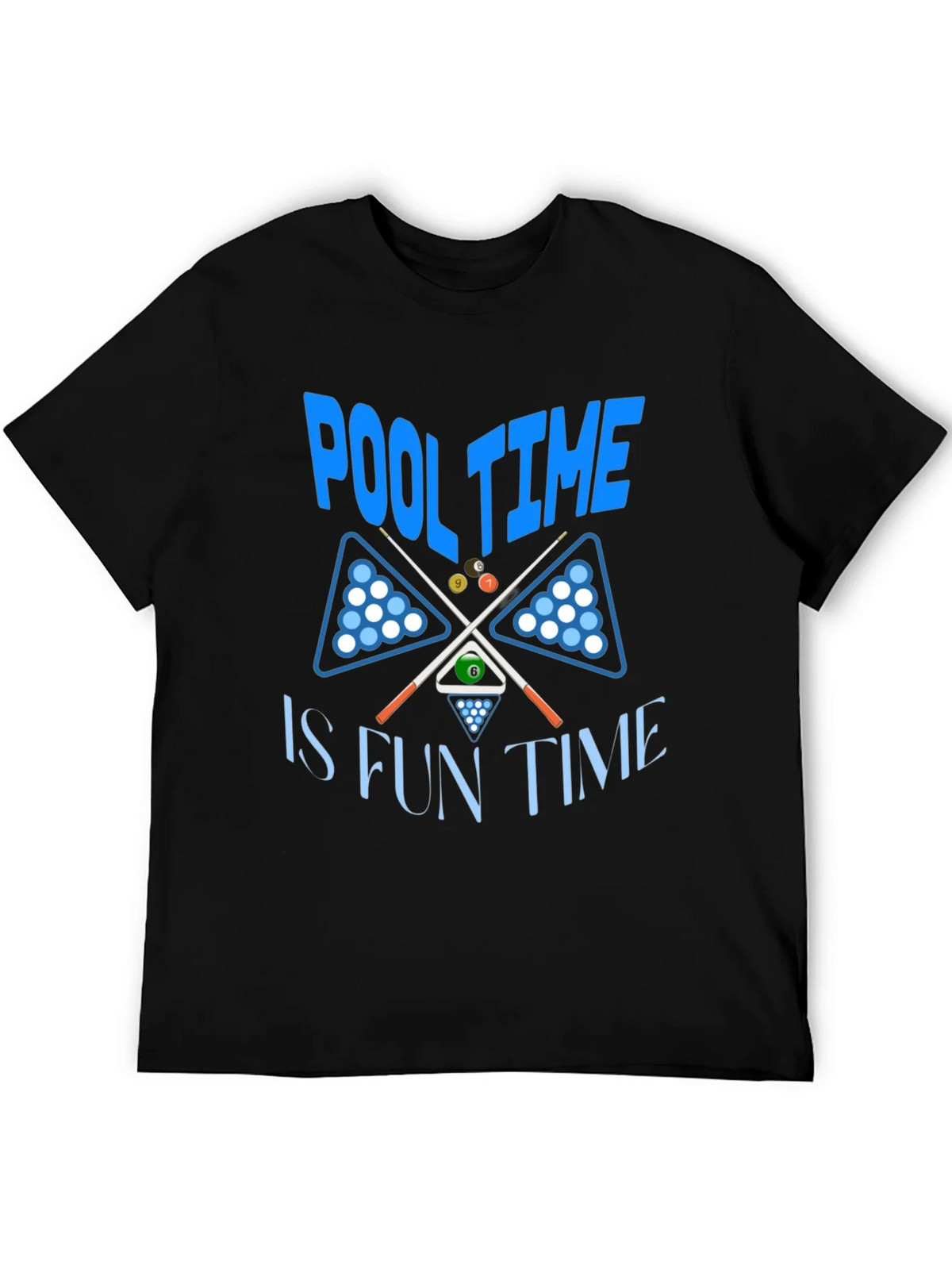 Pool Time Fun Time Black Graphic T-Shirt