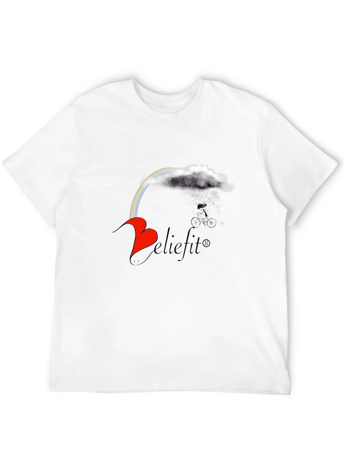 Believe It! Rainbow Cloud Heart Graphic T-Shirt