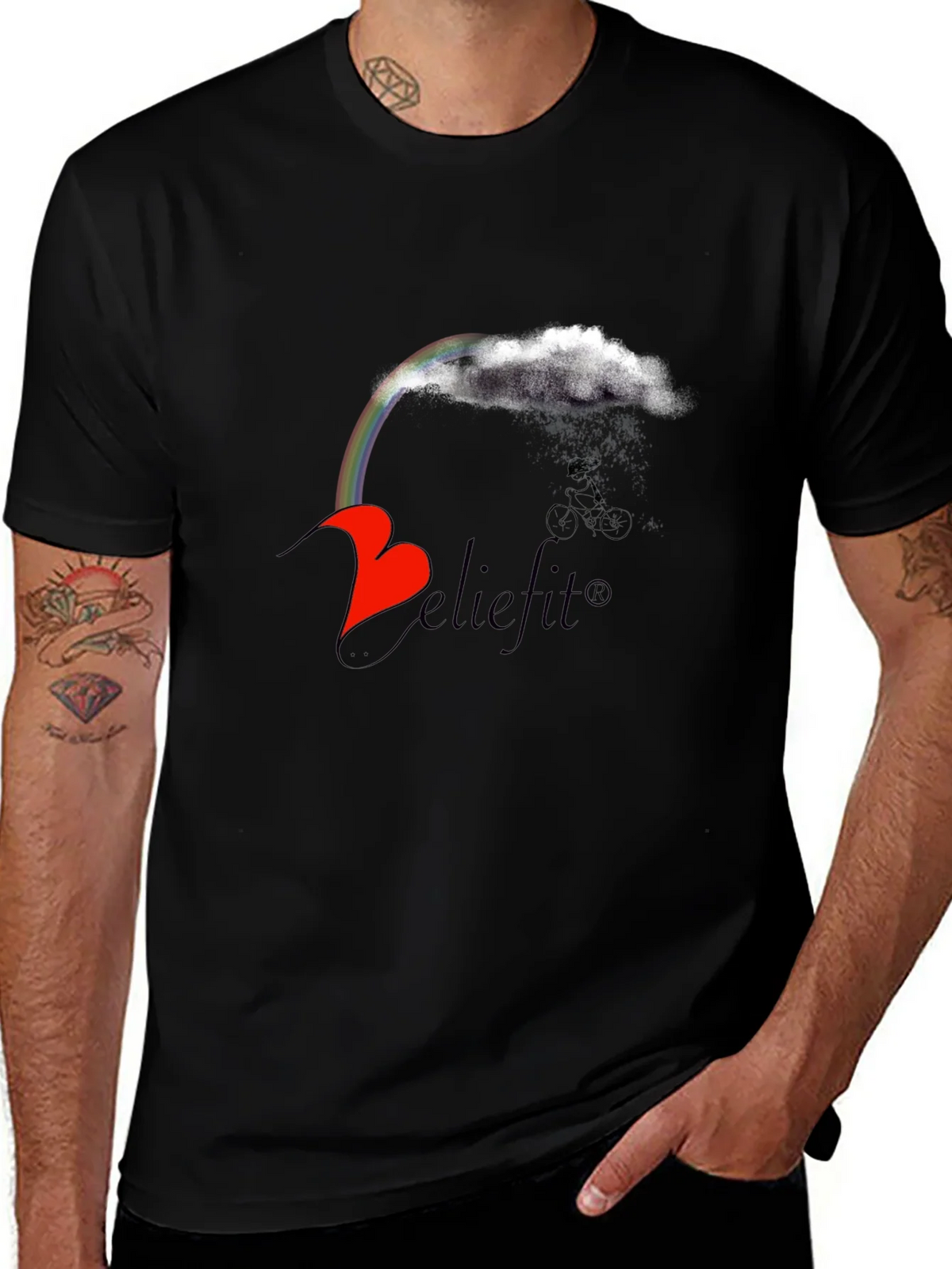 Believe It! Rainbow Cloud Heart Graphic T-Shirt