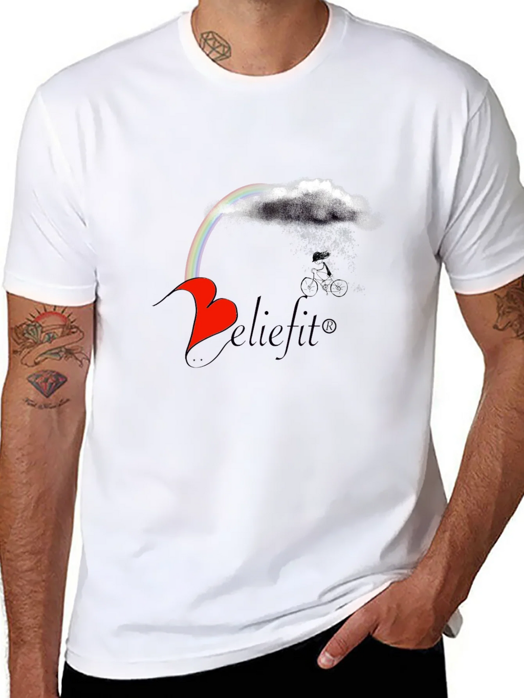Believe It! Rainbow Cloud Heart Graphic T-Shirt