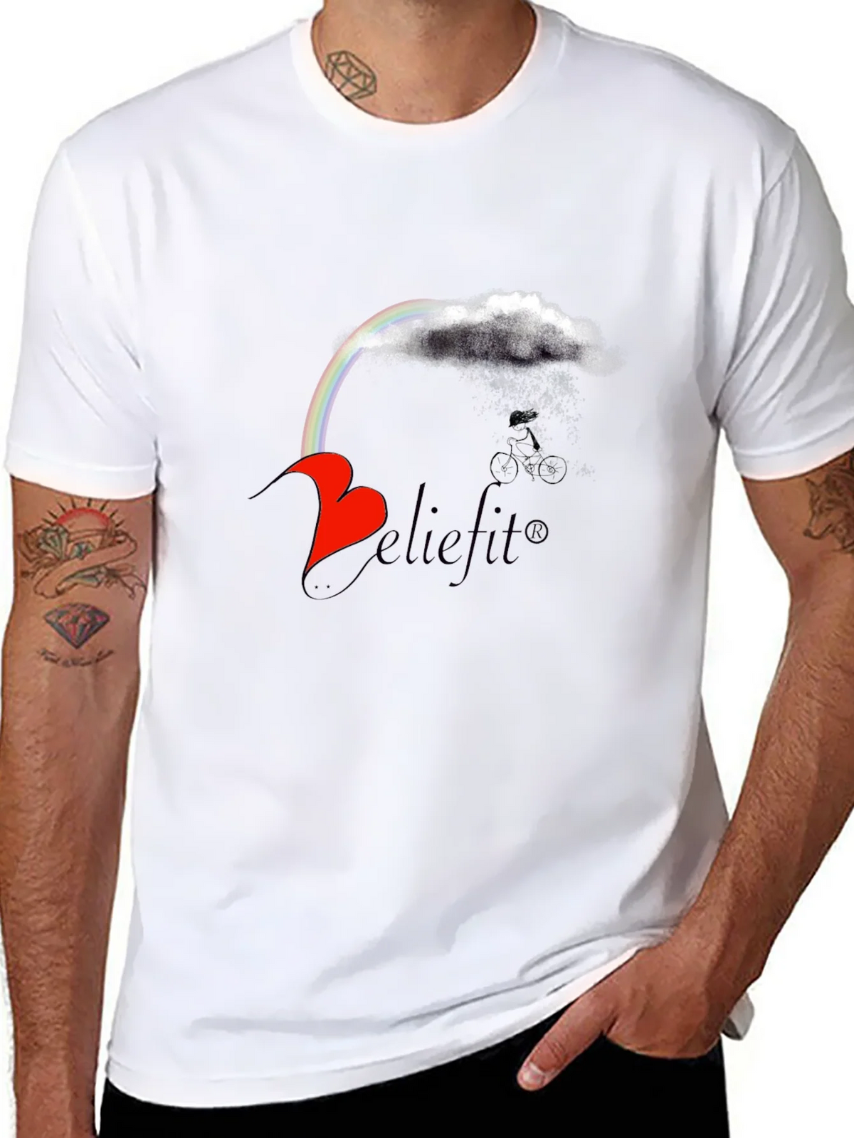 Believe It! Rainbow Cloud Heart Graphic T-Shirt