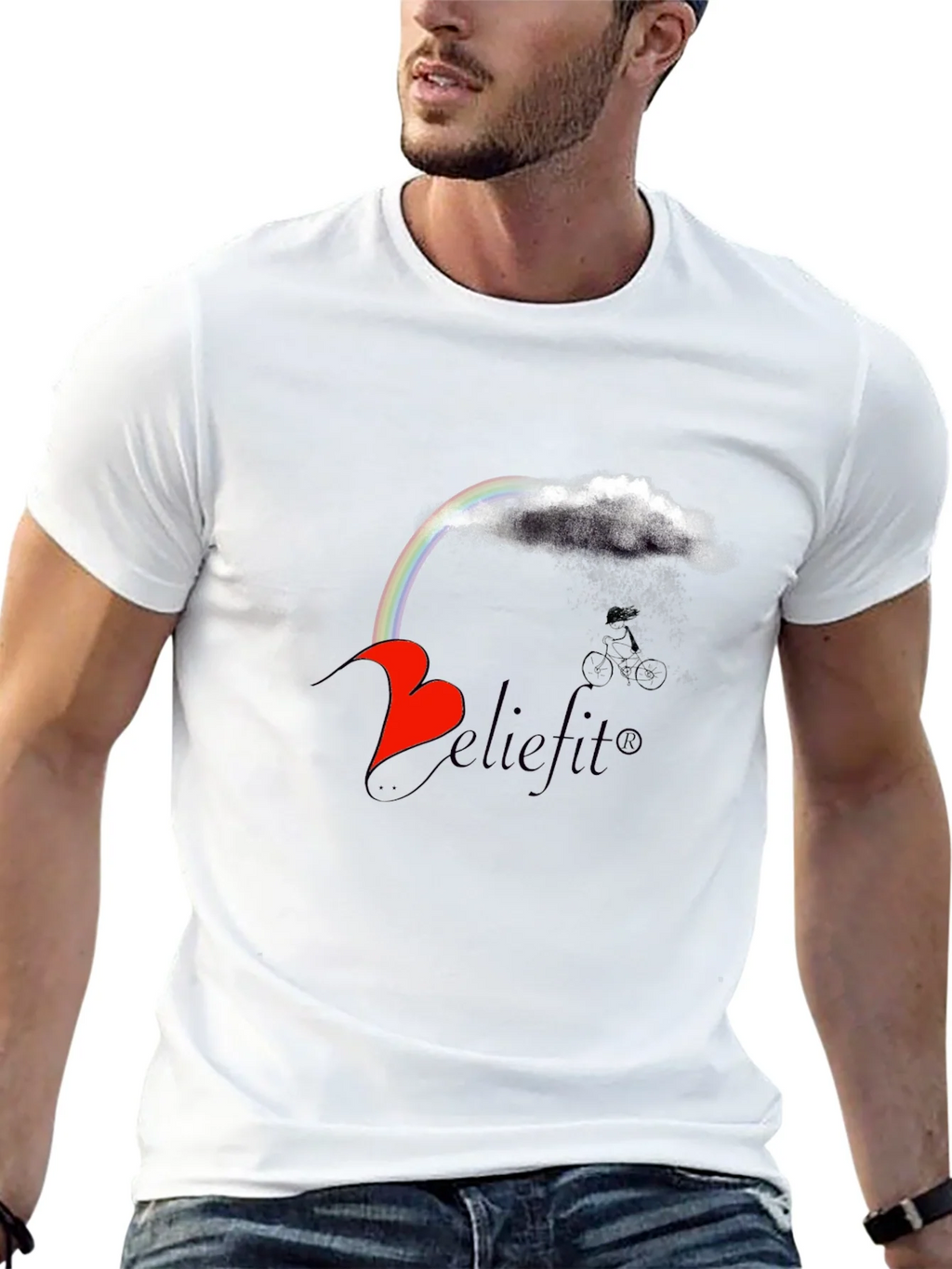 Believe It! Rainbow Cloud Heart Graphic T-Shirt