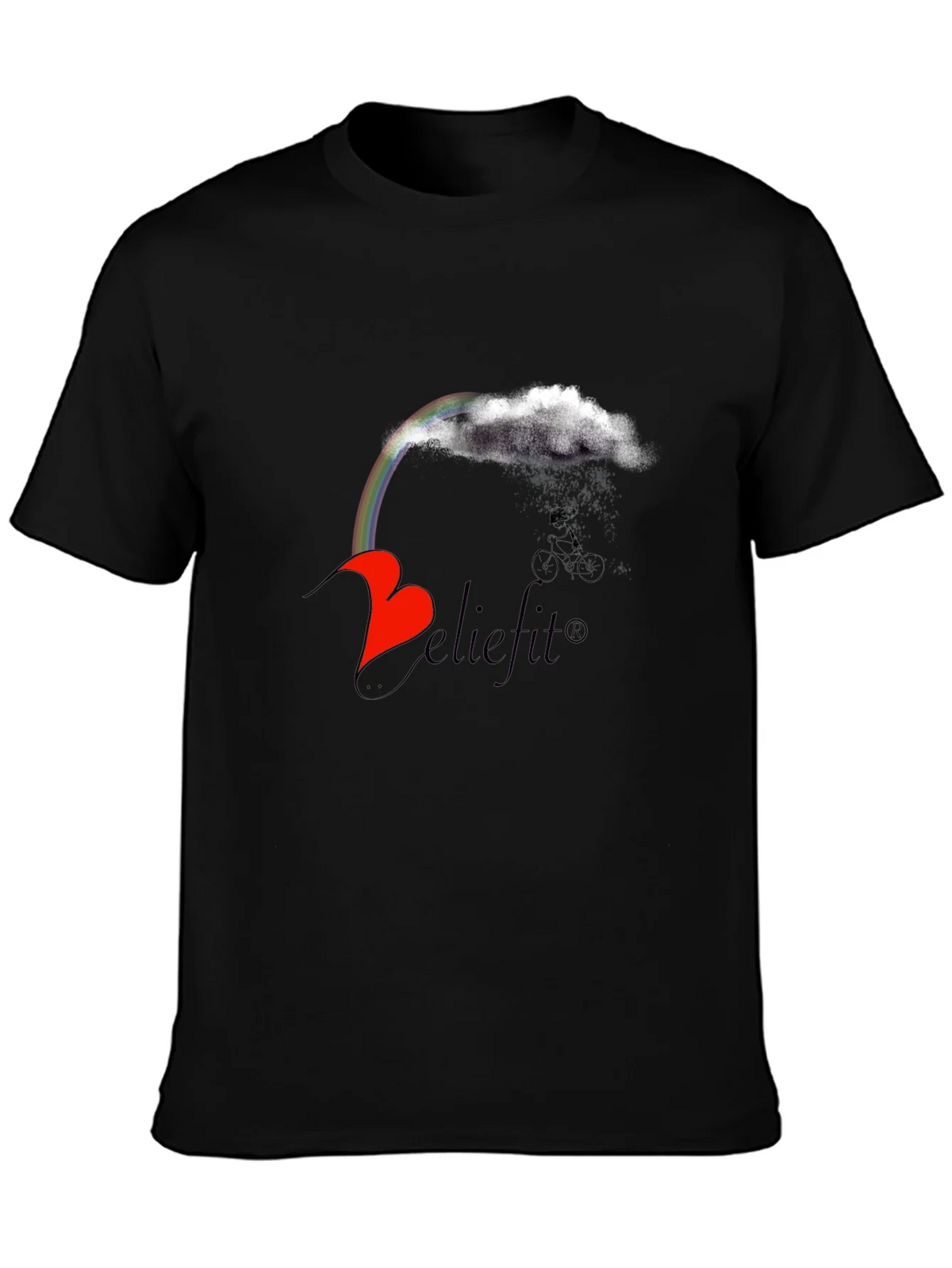 Believe It! Rainbow Cloud Heart Graphic T-Shirt
