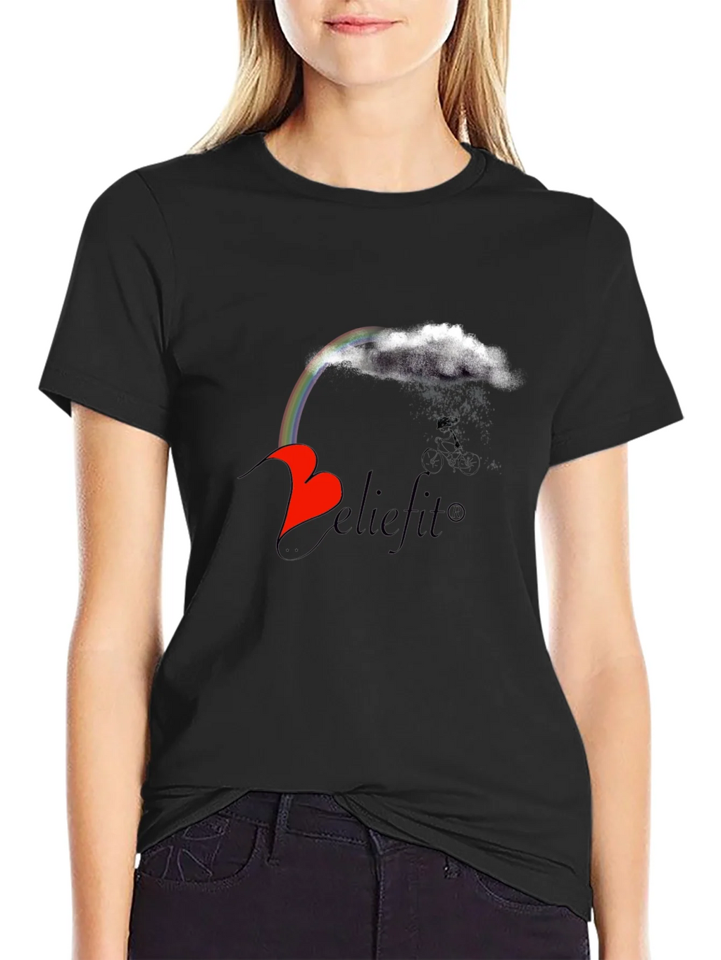 Believe It! Rainbow Cloud Heart Graphic T-Shirt