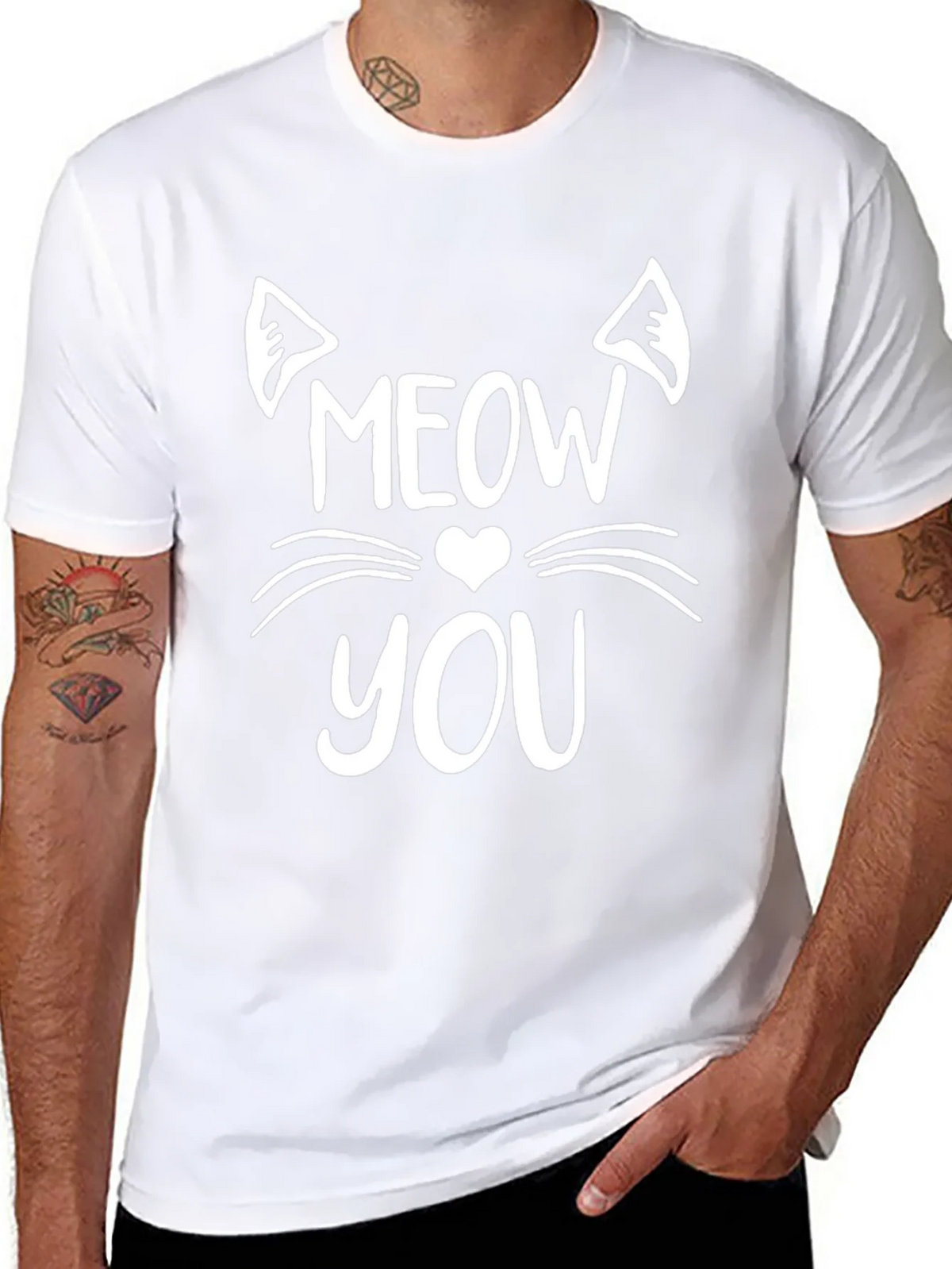 Meow You Graphic Tee - Trendy Cat Lover Shirt