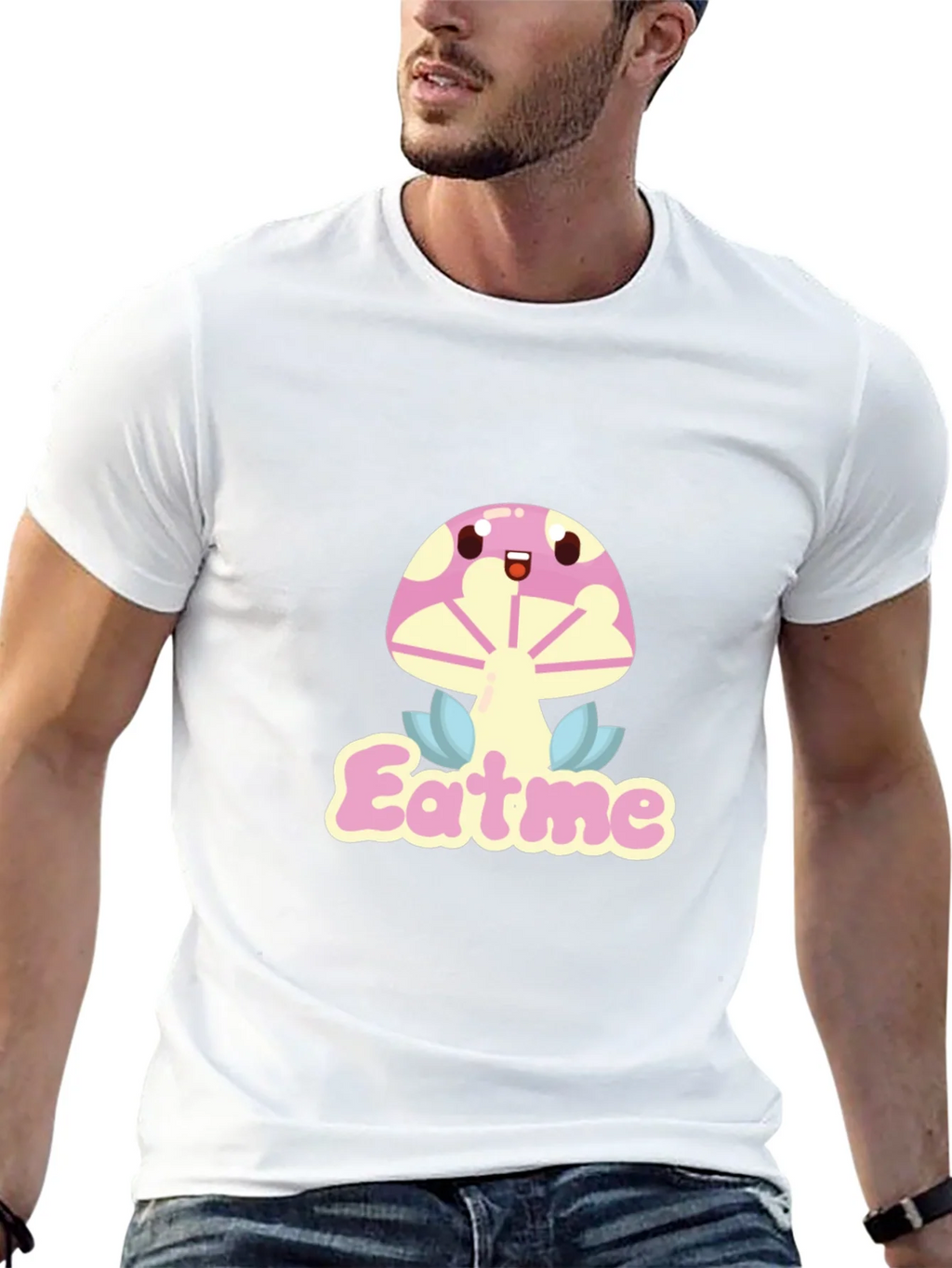 Eat Me Mushroom Graphic Tee - Black