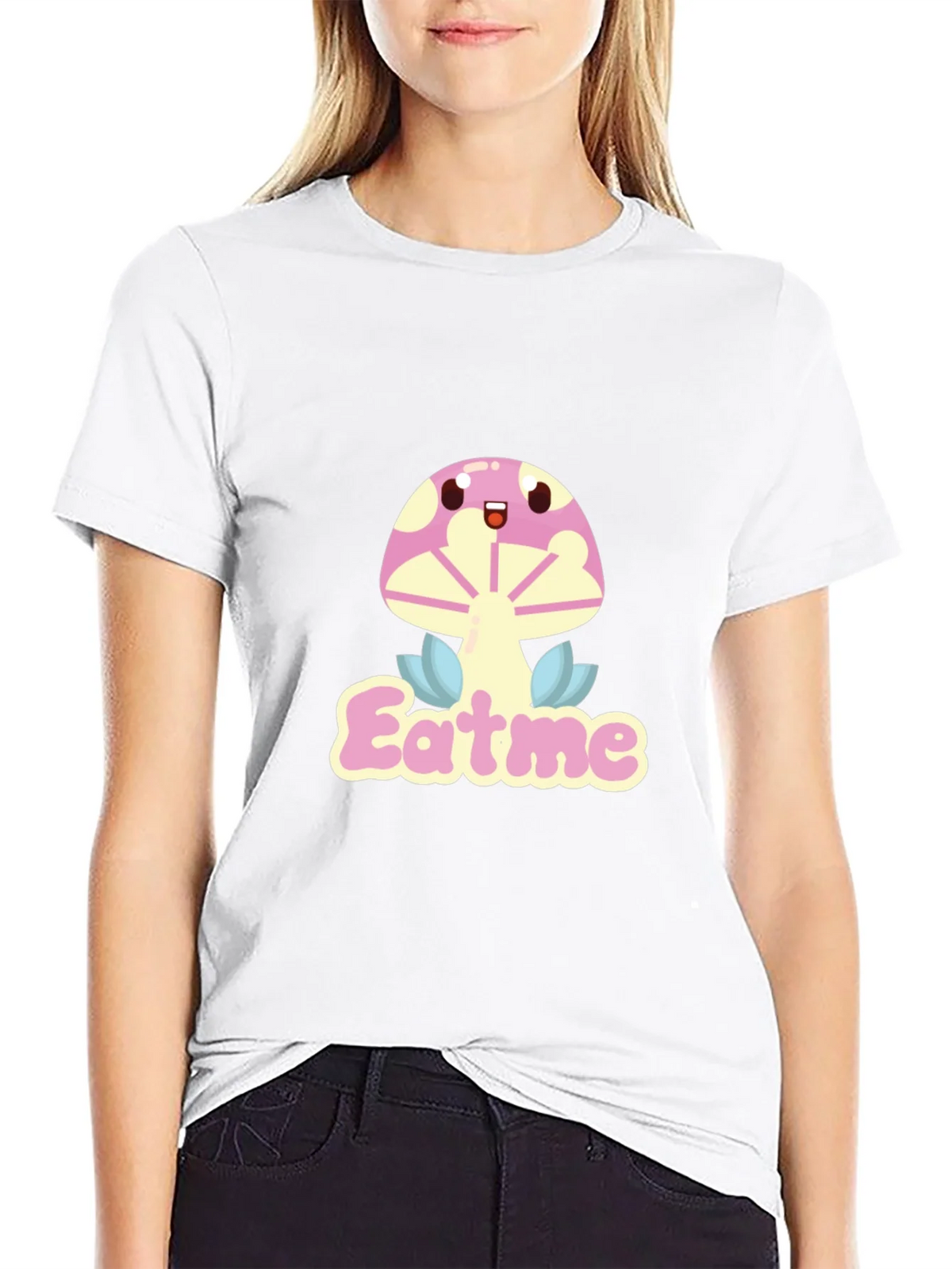 Eat Me Mushroom Graphic Tee - Black