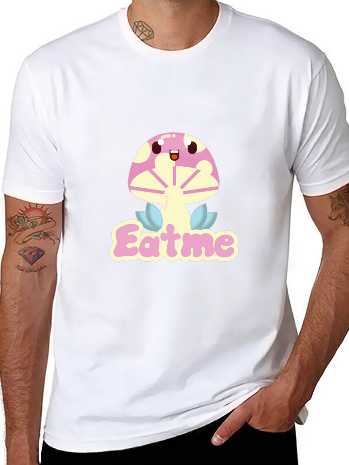 Eat Me Mushroom Graphic Tee - Black