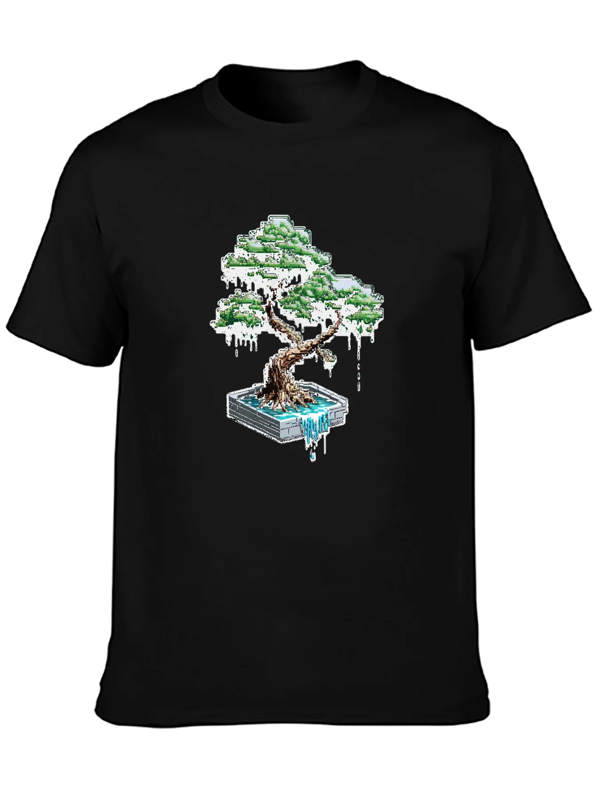 Pixel Art Bonsai Tree Graphic Tee - Unique Gamer Style