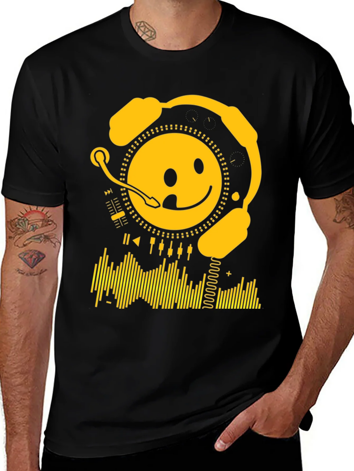 Smiley DJ Black T-Shirt