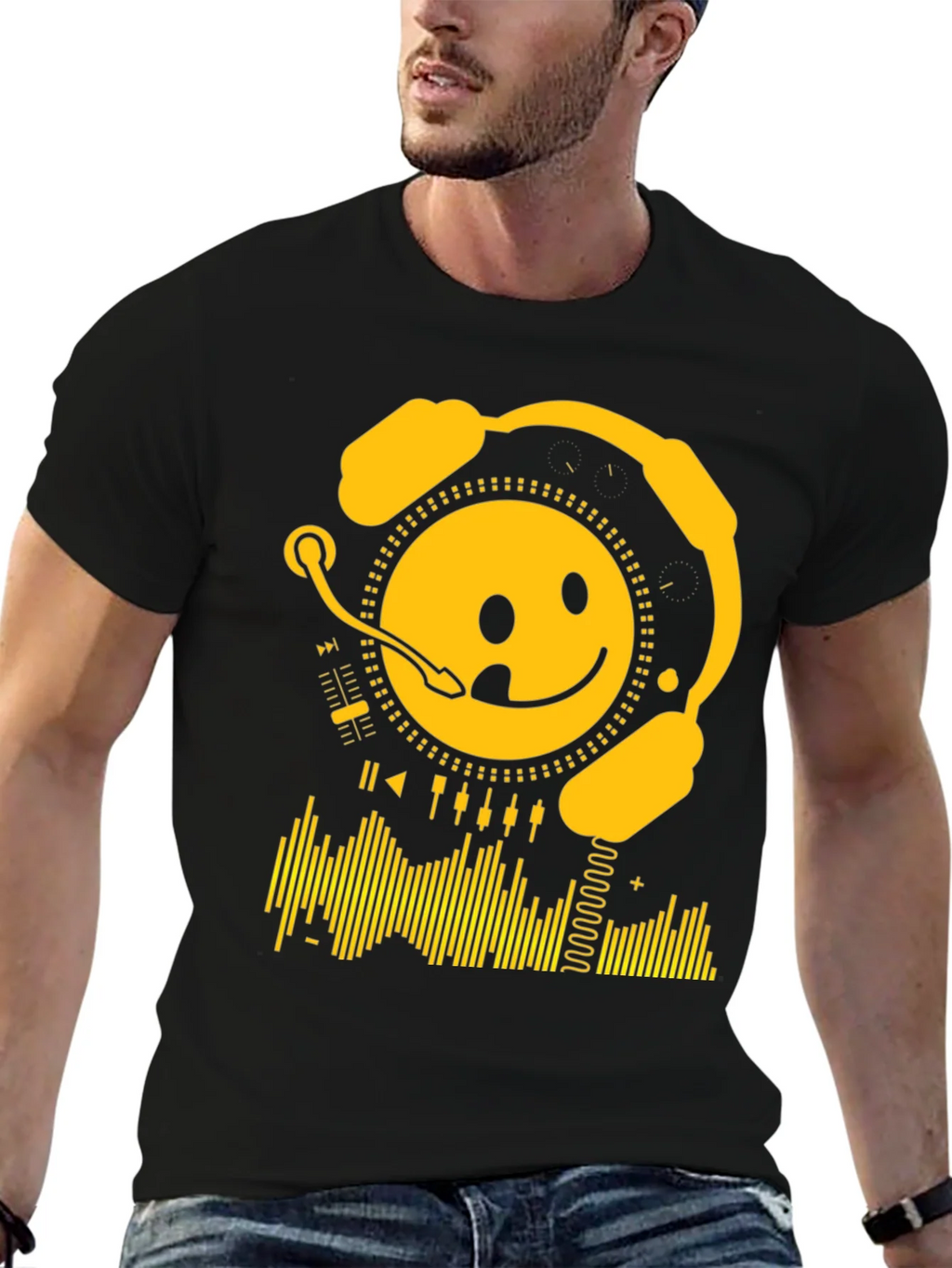 Smiley DJ Black T-Shirt