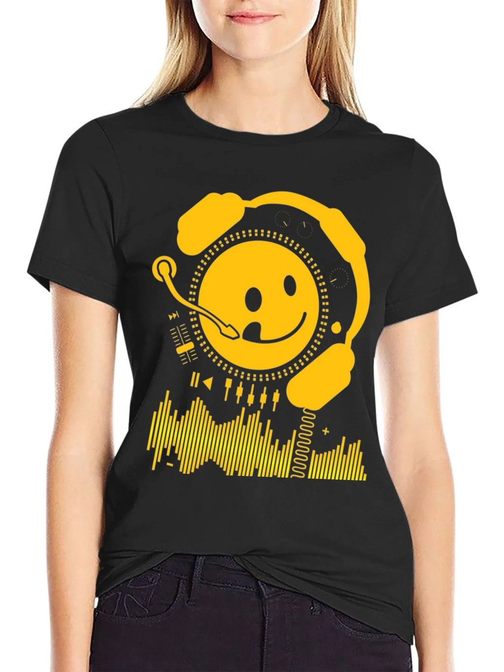 Smiley DJ Black T-Shirt