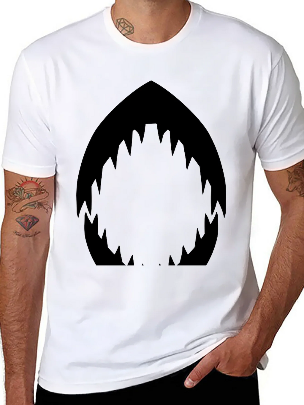 Shark Mouth Graphic Black T-Shirt - Mens Fashion