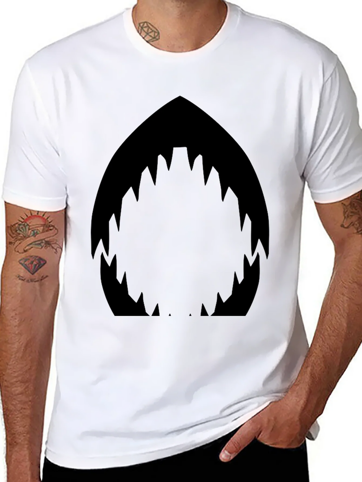 Shark Mouth Graphic Black T-Shirt - Mens Fashion
