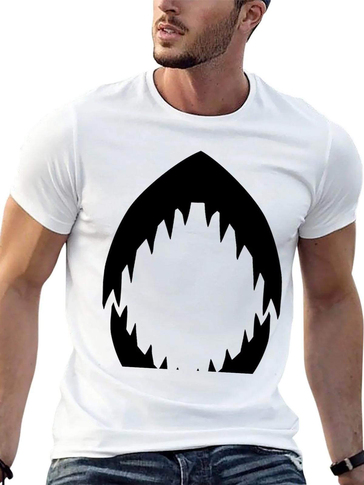 Shark Mouth Graphic Black T-Shirt - Mens Fashion