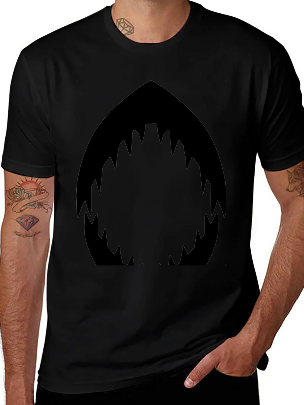 Shark Mouth Graphic Black T-Shirt - Mens Fashion