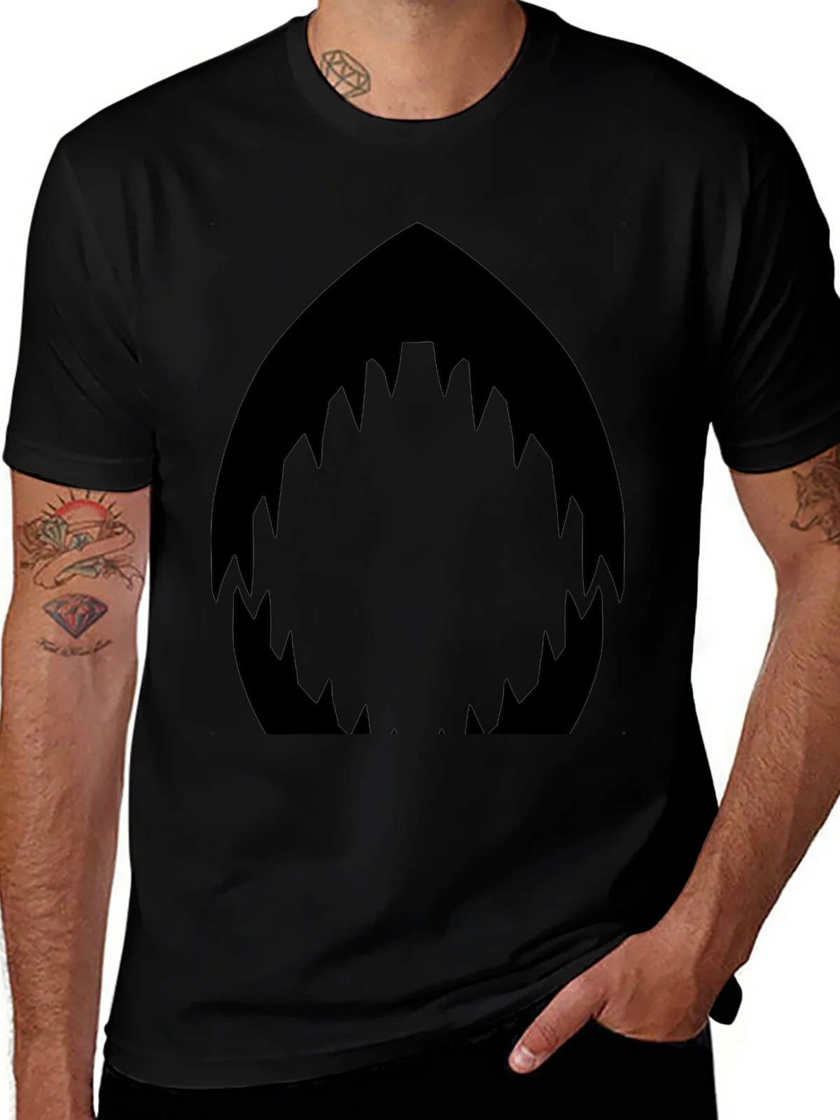 Shark Mouth Graphic Black T-Shirt - Mens Fashion