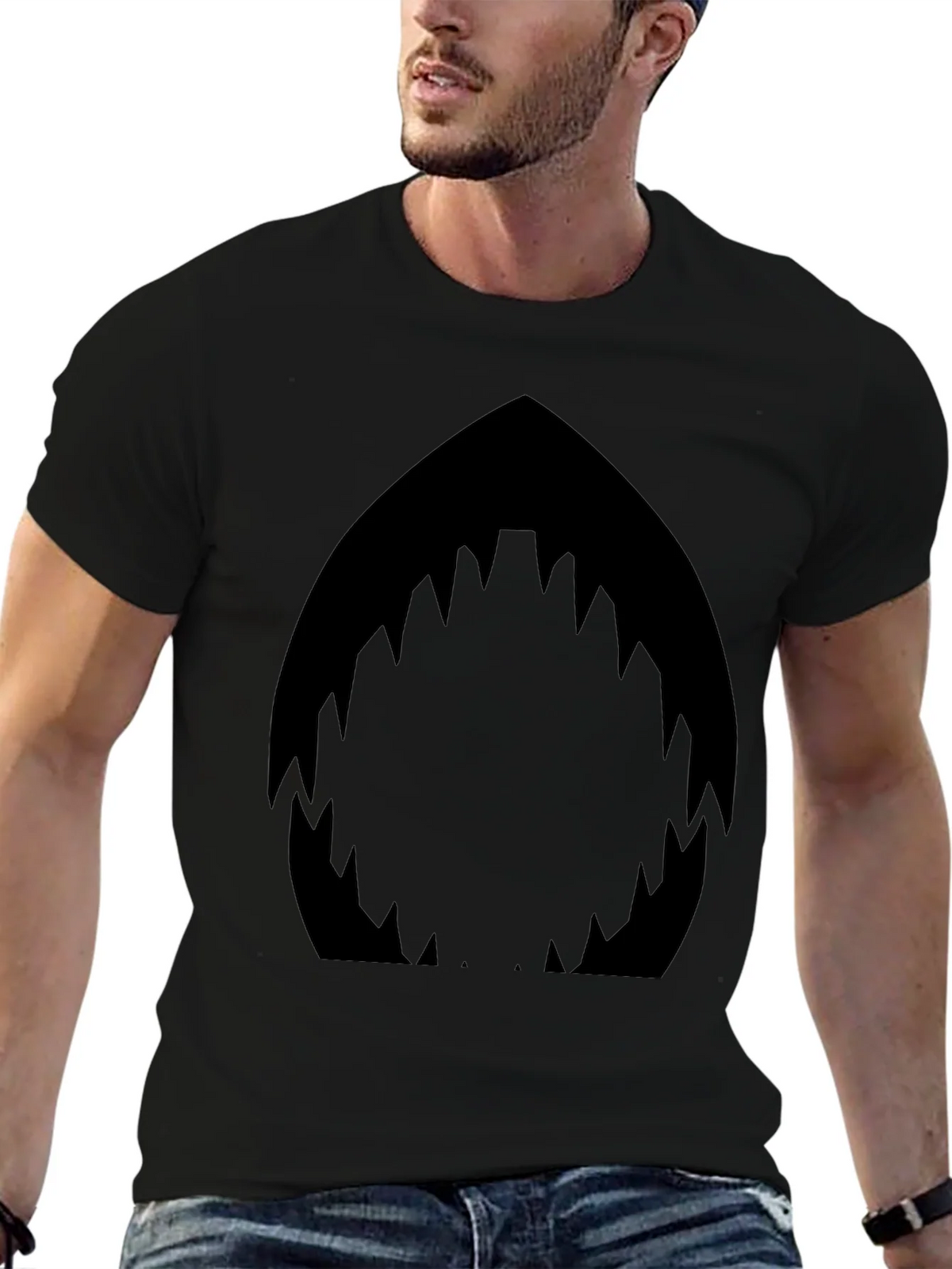 Shark Mouth Graphic Black T-Shirt - Mens Fashion
