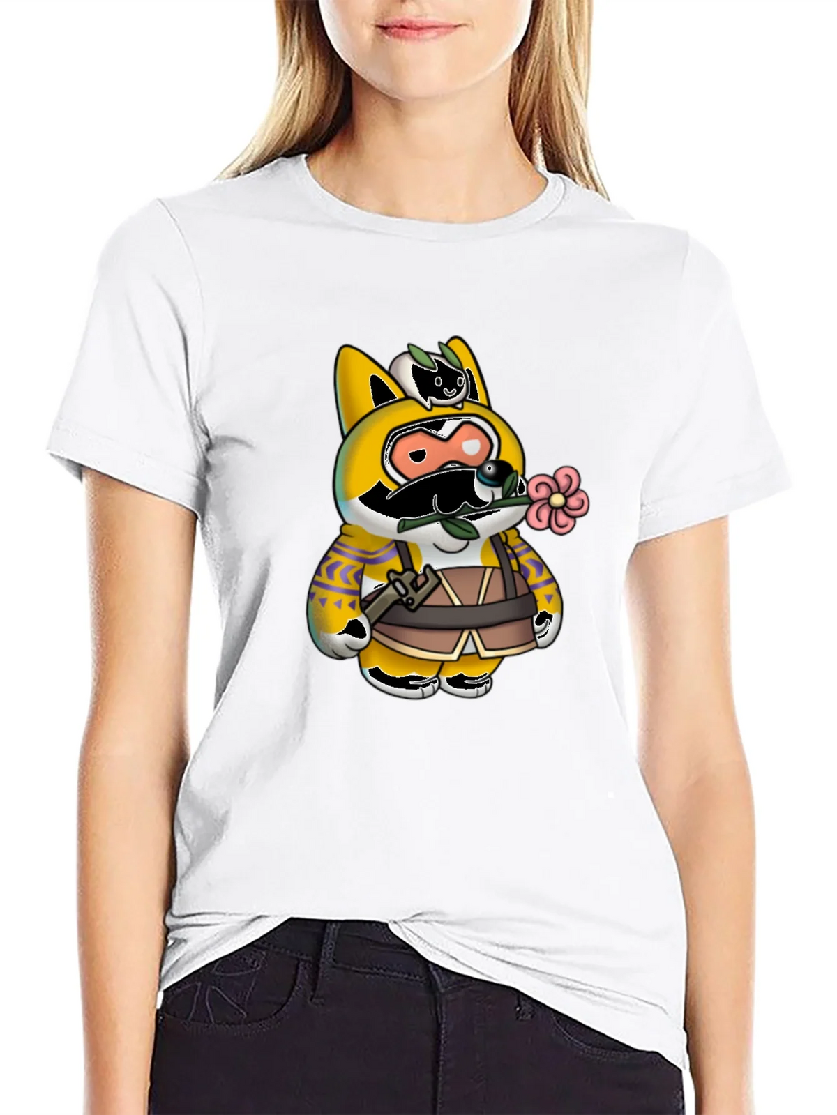 Cartoon Character Graphic Print Black T-Shirt