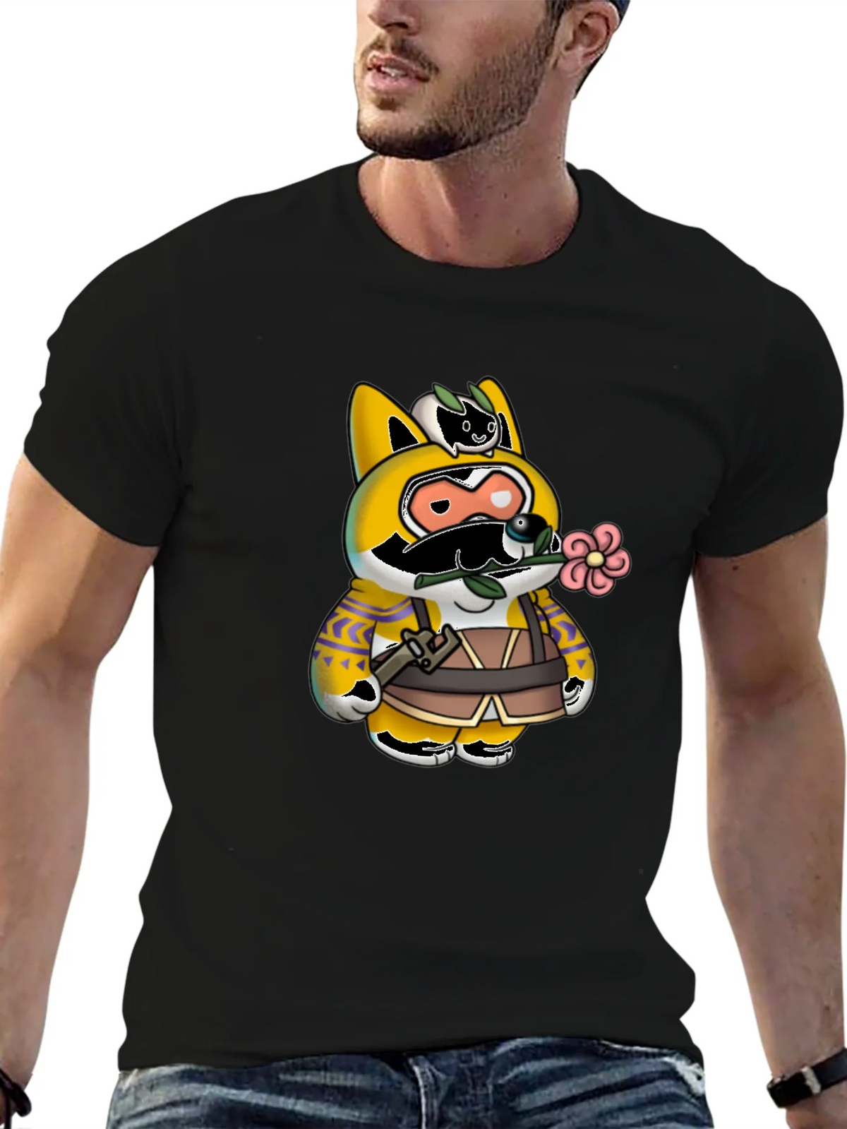 Cartoon Character Graphic Print Black T-Shirt