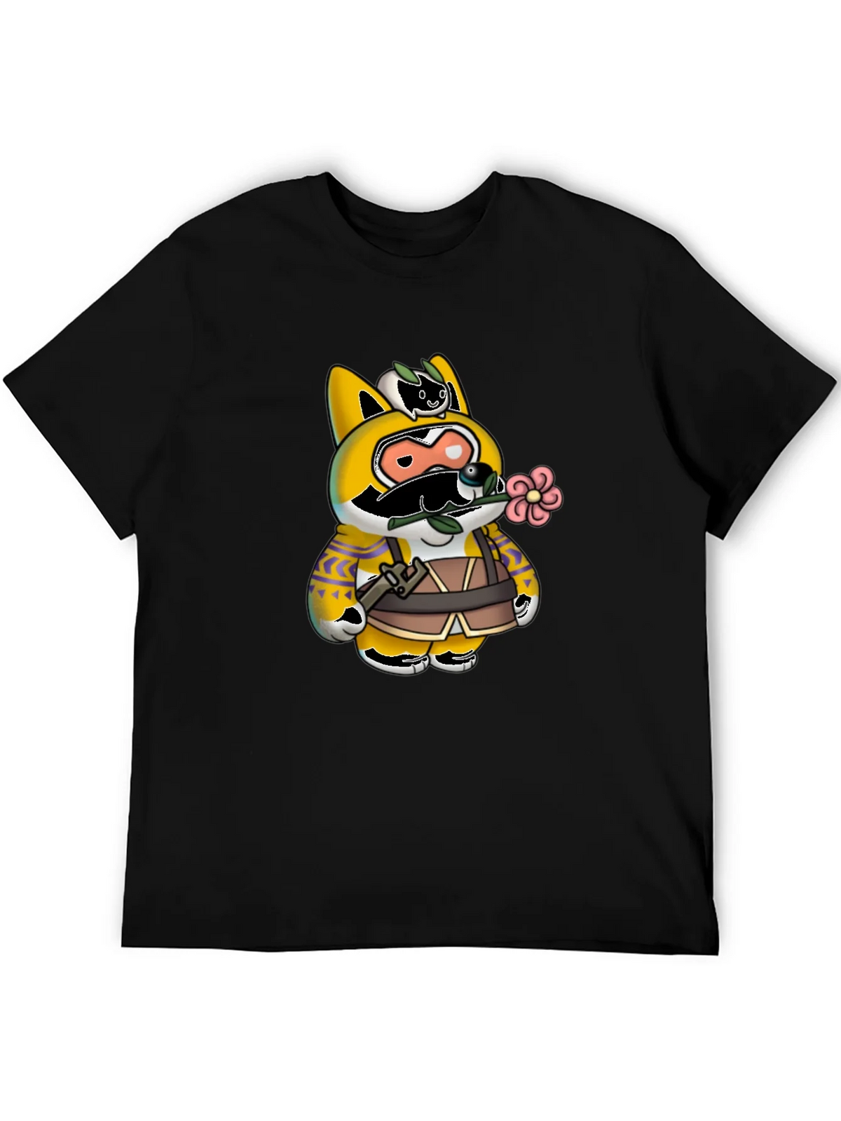 Cartoon Character Graphic Print Black T-Shirt