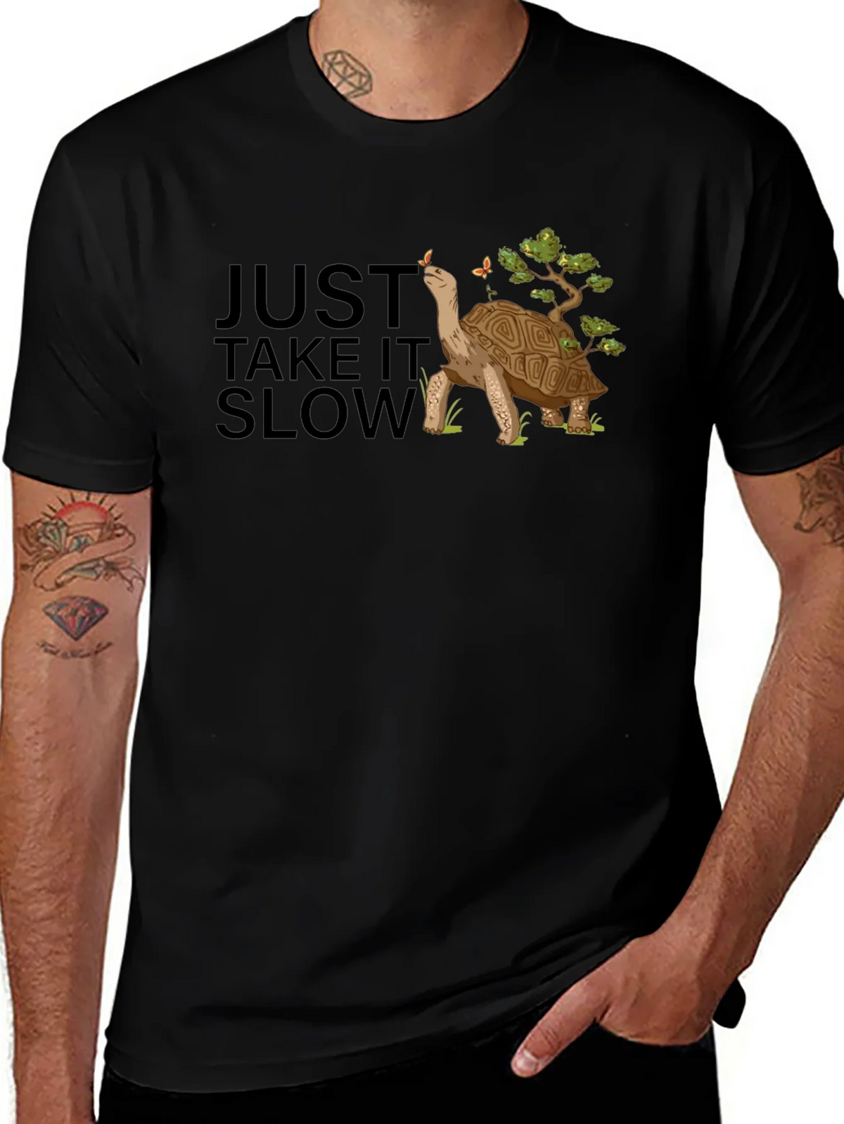 Just Take It Slow Black Turtle T-Shirt