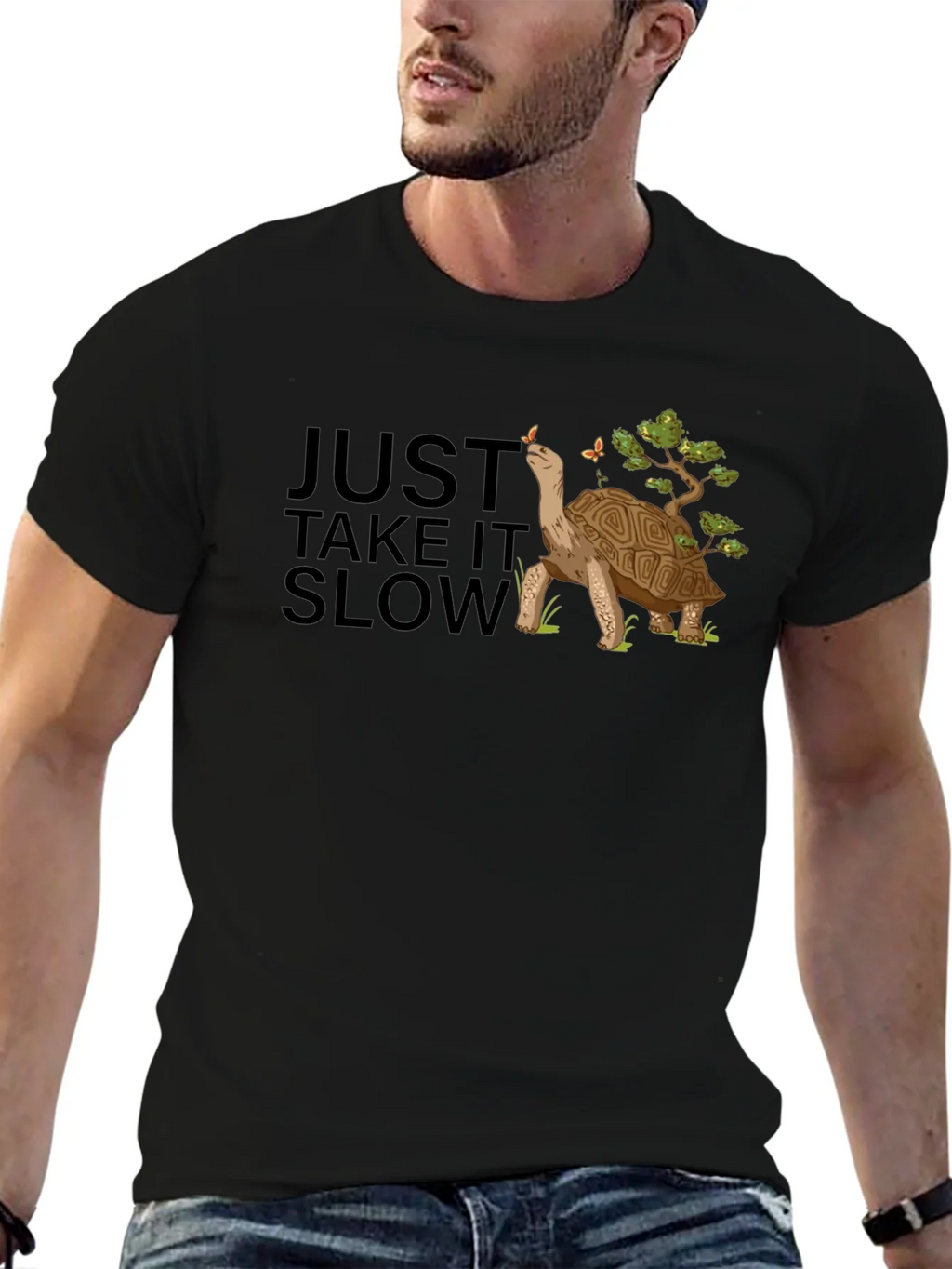 Just Take It Slow Black Turtle T-Shirt