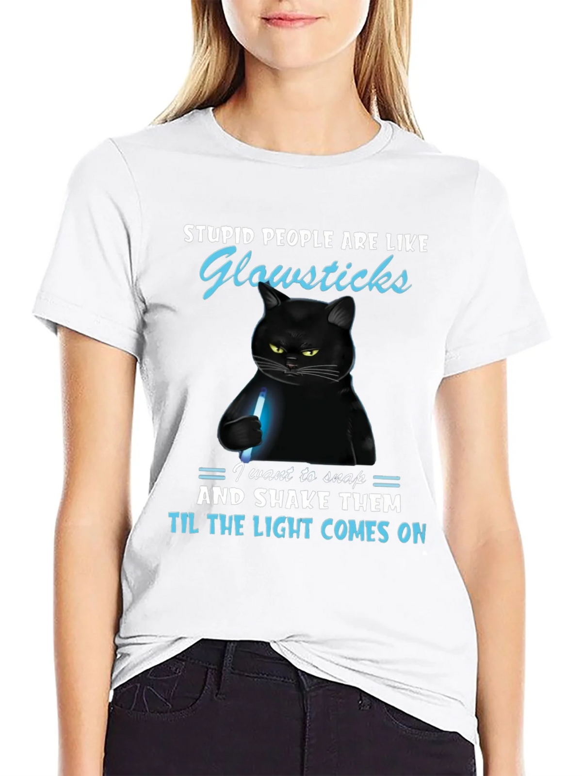 Funny Cat Glowsticks Graphic T-Shirt
