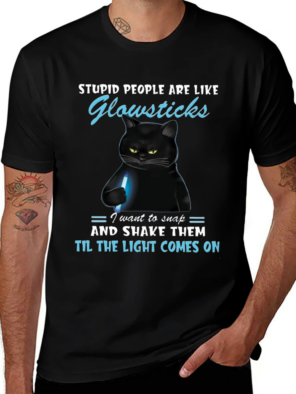 Funny Cat Glowsticks Graphic T-Shirt