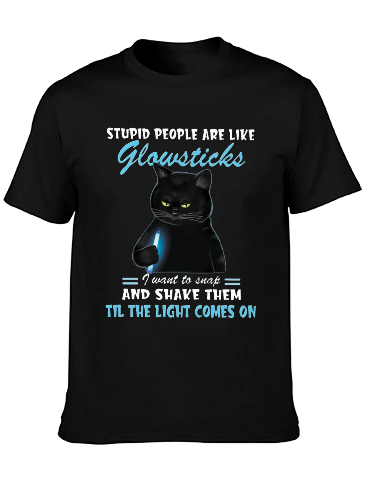 Funny Cat Glowsticks Graphic T-Shirt