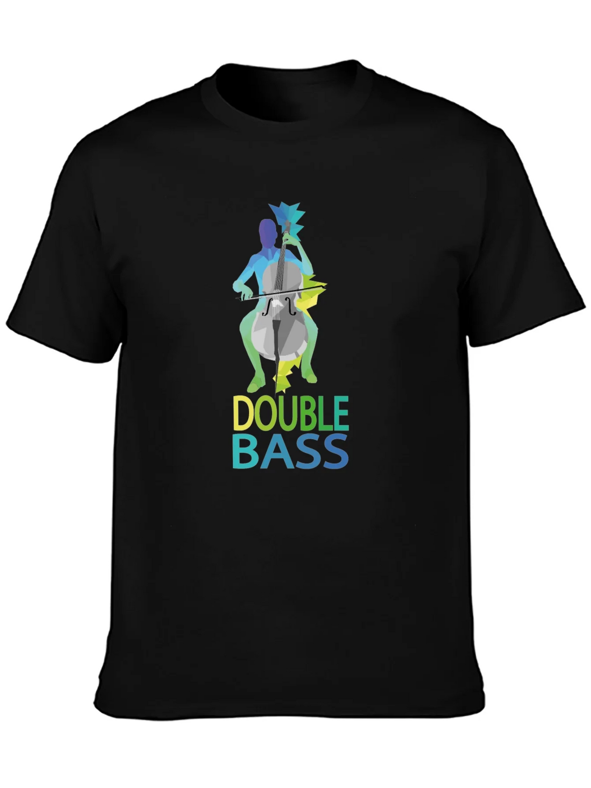 Double Bass Player Graphic Tee - Black Cotton Blend