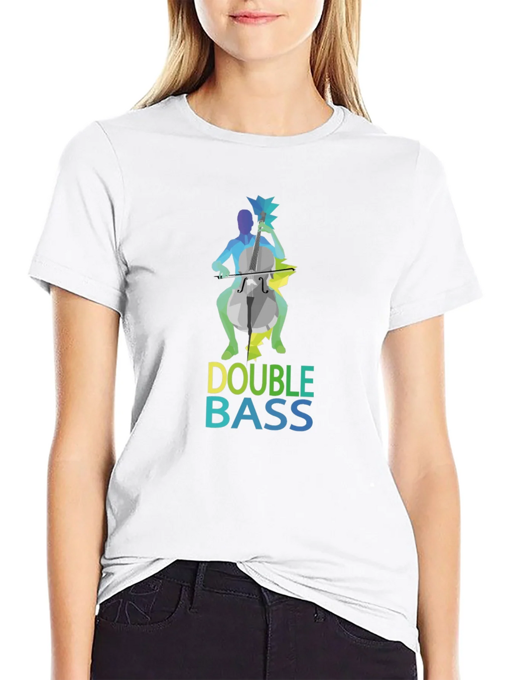 Double Bass Player Graphic Tee - Black Cotton Blend