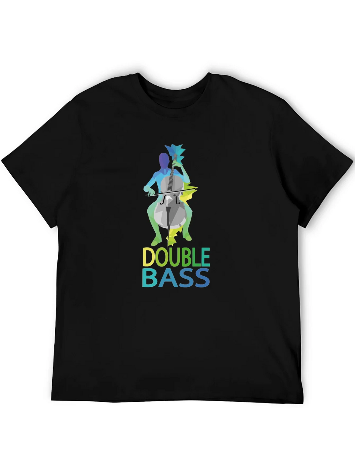 Double Bass Player Graphic Tee - Black Cotton Blend