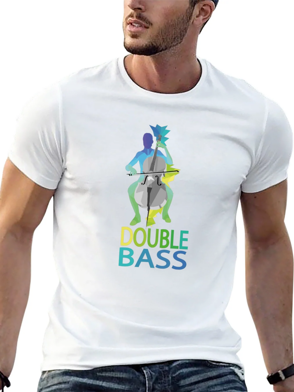Double Bass Player Graphic Tee - Black Cotton Blend