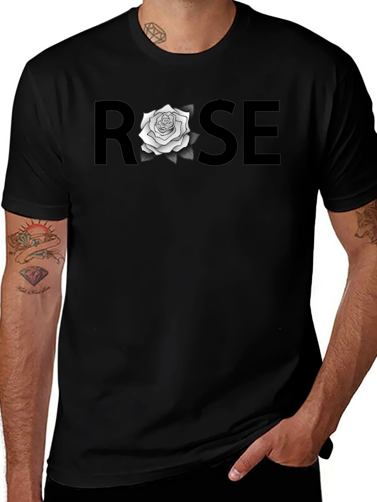 ROSE Graphic T-Shirt - Stylish Black Tee