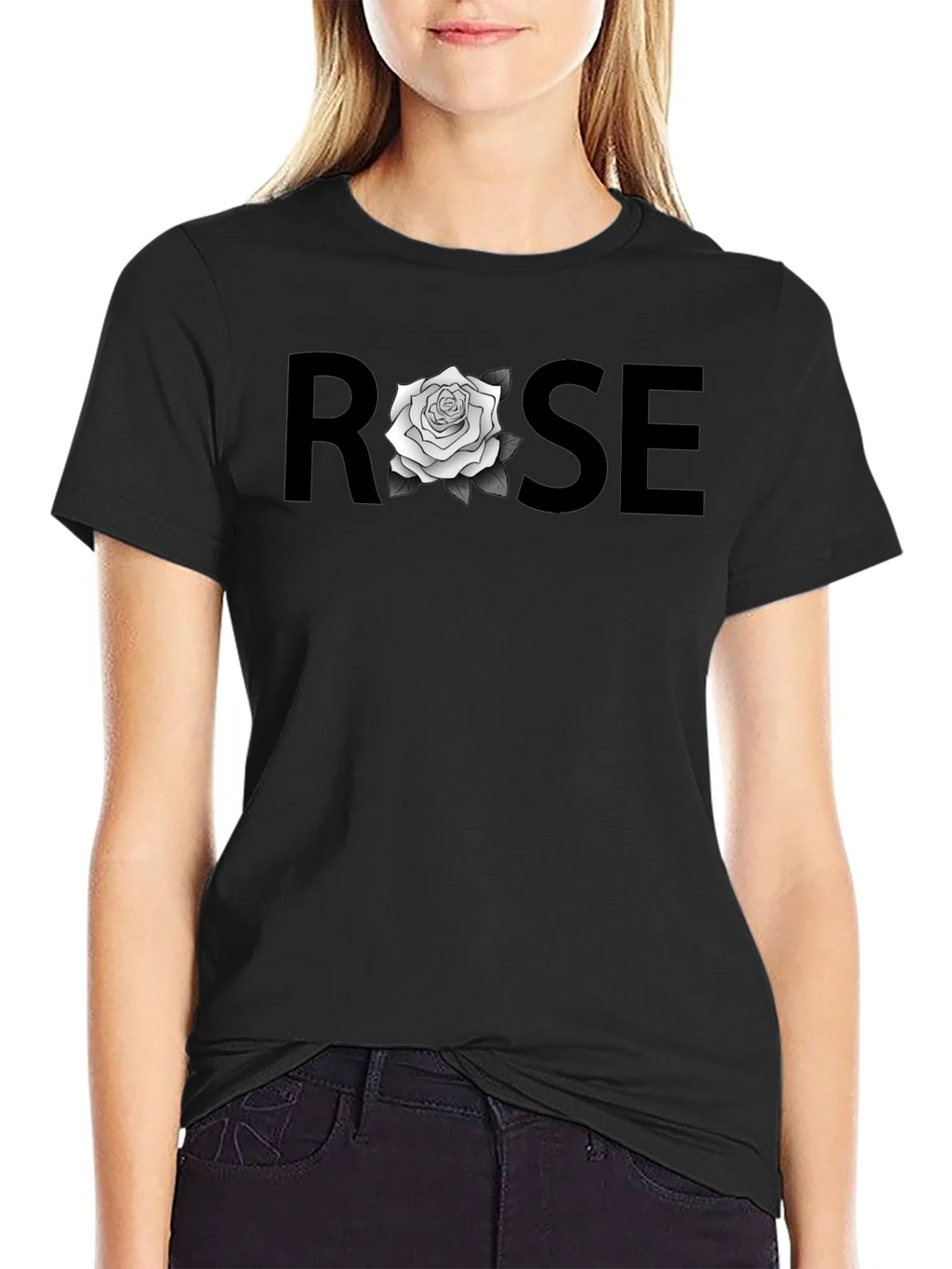 ROSE Graphic T-Shirt - Stylish Black Tee